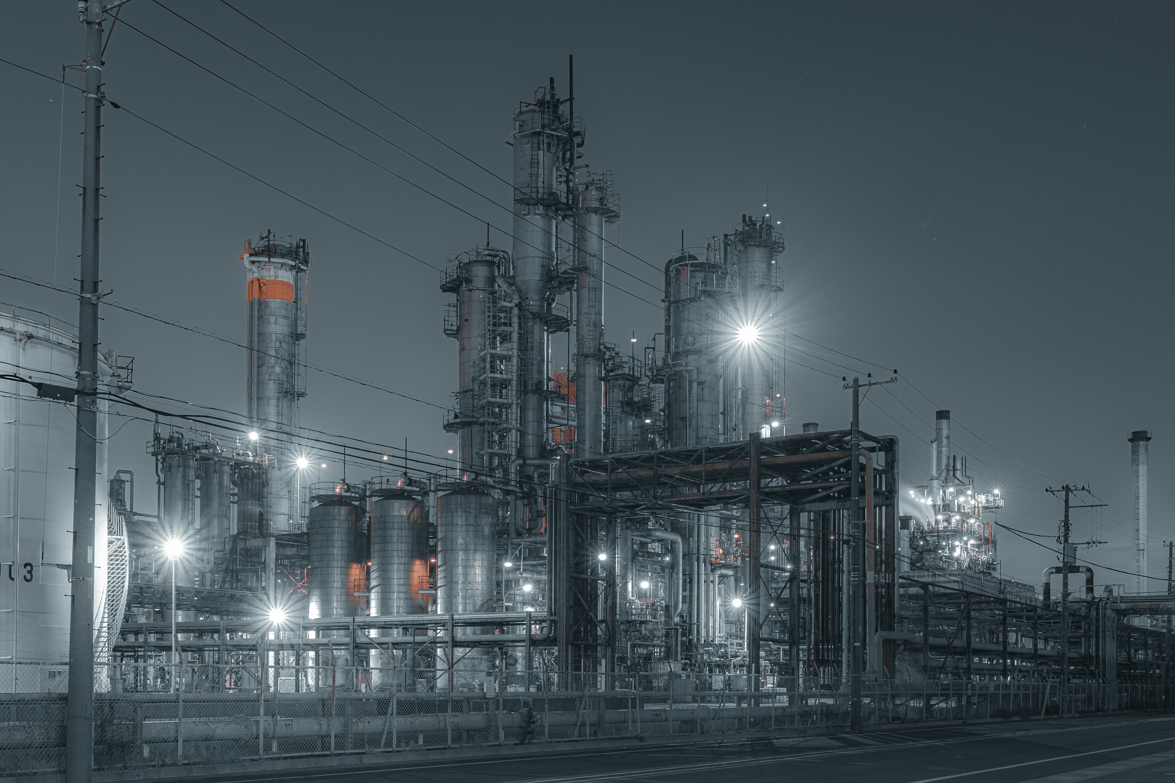 Industrial refinery skyline at dusk